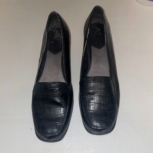 A2 By Aerosole Tempting Black Slip On Low Heel Rest Wedge Womens 10M